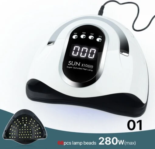 2022 Nageldroger - 280W/66 LEDs - Nagellamp - Nieuw Nageldroger - Wit/Zwart - Manicure/Pedicure Handen En Voeten - Gellak - Gelnagels - Acrylnagels - Top Coat - Matte Top Coat - Led Nagellamp - Uv Nagellamp - Nagels - Nagellak Droger - Tafellamp -Bekende Cosmetica Winkel 1200x1156 5