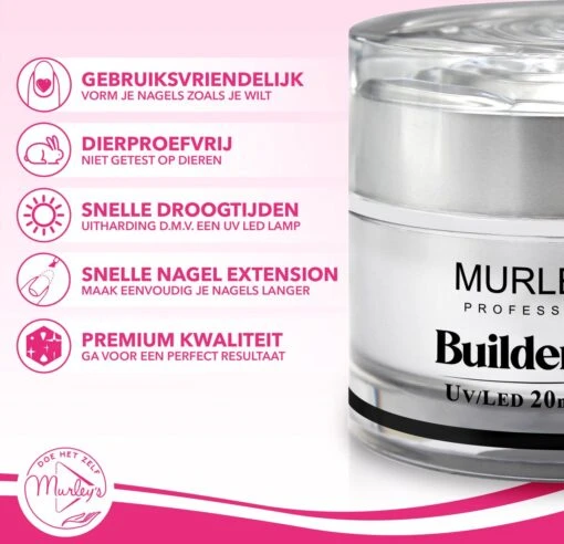 MURLEY'S Builder Gel UV-LED Builder Gel Voor Gelnagels Transparant 20 Ml Op Acrylbasis. Verlengen En Vormen Van De Nagels. -Bekende Cosmetica Winkel 1200x1158 3