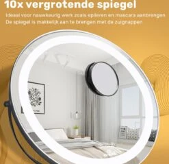 Great's® Make Up Spiegel Met LED Verlichting - ⌀ 40cm - Visagie Spiegel Rond - Extra Close Up Spiegeltje 10x - Zwart -Bekende Cosmetica Winkel 1200x1162 11