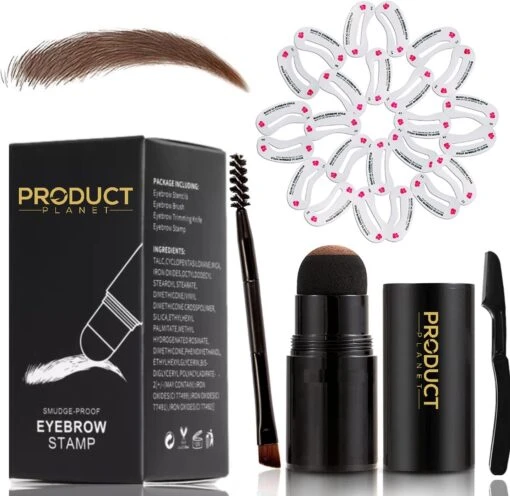 ProductPlanet Premium Wenkbrauw Stempel Set 2022 - Wenkbrauw Sjabloon - Wenkbrauwstempel - Brow Stamp - 10 Sjablonen - Borsteltje - Mesje - Herbruikbaar - Waterdicht - Cadeau Voor Haar - Medium Bruin -Bekende Cosmetica Winkel 1200x1166 15