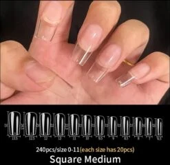 Merkloos Gel Soft Flex Tips Nail Extension Full Cover Squared Pre Shaped - Square Shape Press On Nails - Vierkant Nagels Van Hoge Kwaliteit False Tips Plaknagels Met Lijm Nepnagels 240ps Fake Nails - Nageltips Transparant / Clear Tips + Nagelvijl + Nagellijm -Bekende Cosmetica Winkel 1200x1166 4