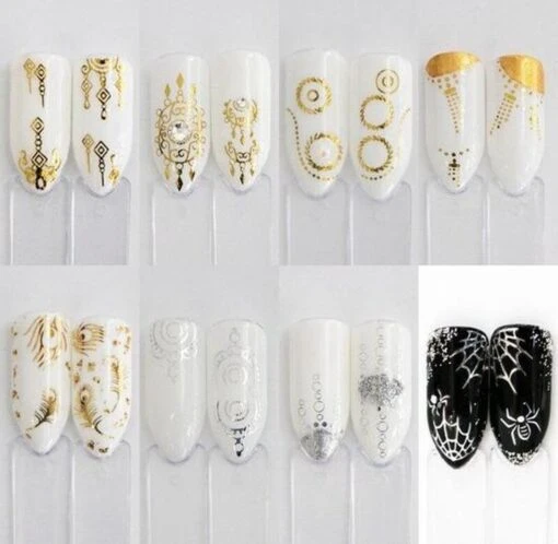 GUAPÀ - Nail Art Nagel Sjabloon Stickers 42 Vellen - Zelfklevende Nagelstickers & Nageldecoratie 3D Goud En Zilver -Bekende Cosmetica Winkel 1200x1171 3