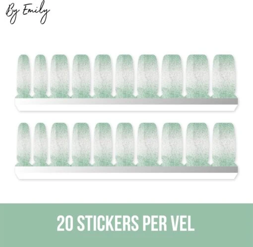 By Emily - Nagel Wrap - Sparkly Green | 20 Stickers | Nail Wrap | Nail Art | Trendy | Design | Nagellakvrij | Eenvoudig | Nagel Wrap | Nagel Stickers | Folie | Zelfklevend | Sjablonen -Bekende Cosmetica Winkel 1200x1173 19