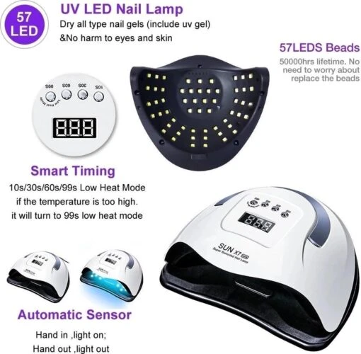 Professionele 180W LED Nageldroger Lamp - Gel Nagel Droger - 180W De Sterkste Nagellamp Op De Markt - Geschikt Voor Elke Nagel, Sneller Droger Voor Gel Polish Nail Apparatuur Automatische Sensor Nail Art Gereedschap Voor Vingernagel En Teennagel -Bekende Cosmetica Winkel 1200x1176 6