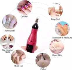 Royala - Manicure & Pedicure Set Elektrische Nagelvijl Nagelfrees - Nail Drill - Geschikt Voor Natuurlijke Nagels - Nepnagels - Gellak - Gelnagels - Acrylnagels - 6 Opzetstukken - Rood -Bekende Cosmetica Winkel 1200x1177 4