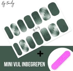 By Emily - Nagel Wrap - Greeny Gray | 14 Stickers Per Vel | Nail Wrap | Nail Art | Trendy | Design | Nagellakvrij | Eenvoudig | Nagel Art | Nagel Wrap | Nagel Stickers | Folie | Zelfklevend | Sjablonen -Bekende Cosmetica Winkel 1200x1177 8