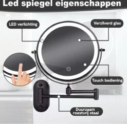 Make Up - Spiegel - Led Verlichting - 10X Vergroting - 3 Lichtstanden - Wandspiegel Rond - Badkamer - Mat Zwart - Draadloos -Bekende Cosmetica Winkel 1200x1178 20