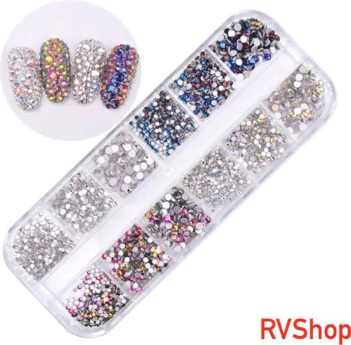 Nagel Decoratie Set - 12 Verschillende Vormen - 3D Glitter Nagel - Nagels - Decoratie - Bling Bling - Zilver - Parelmoer - Gratis Verzending - Nagelset - Nagelstickers - Diamant - Nagel Decoratie - Nail Art -Bekende Cosmetica Winkel 1200x1179 5