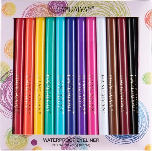 HANDAIYAN 12 Kleuren Mat Sneldrogend Niet Gemakkelijk Uit Te Vegen Kleur Eyeliner Set Make-up Show -Bekende Cosmetica Winkel 1200x1188 16