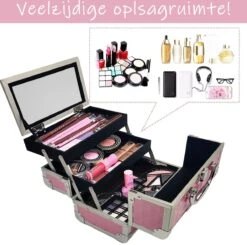 Make Up Koffer Meisjes En Dames Roze - Make Up Organizer Met Spiegel - Cosmetica Koffer - Beautycase Koffer -Bekende Cosmetica Winkel 1200x1188 31