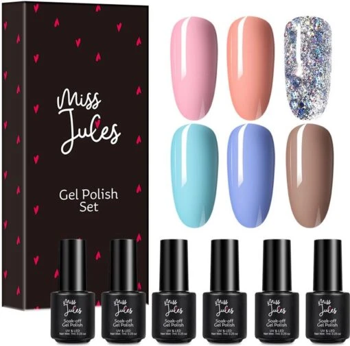 Miss Jules - 6-Delige Gellak Starterspakket - Nagellak - Kleur Pastel - Glanzend & Dekkend Resultaat -Bekende Cosmetica Winkel