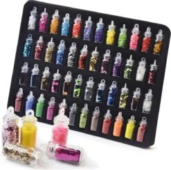 Merkloos 48 Verschillende Flesjes Nagel Decoratie Met Glitters En Sticker - Nail Art - Nagelversiering - Cadeau Tip -Bekende Cosmetica Winkel 1200x1195 15