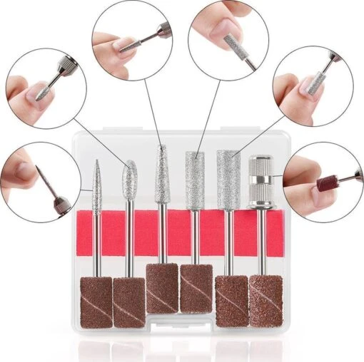 Royala - Manicure & Pedicure Set Elektrische Nagelvijl Nagelfrees - Nail Drill - Geschikt Voor Natuurlijke Nagels - Nepnagels - Gellak - Gelnagels - Acrylnagels - 6 Opzetstukken - Rood -Bekende Cosmetica Winkel 1200x1195 6