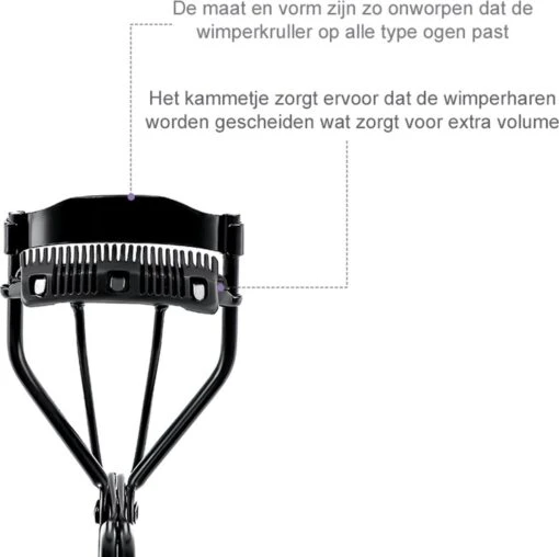 INTER-ESQUE® Wimperkruller - Eyelash Curler + 3x Gratis Extra Siliconen Pad & 3x Extra Kam - Zwart -Bekende Cosmetica Winkel 1200x1196 33