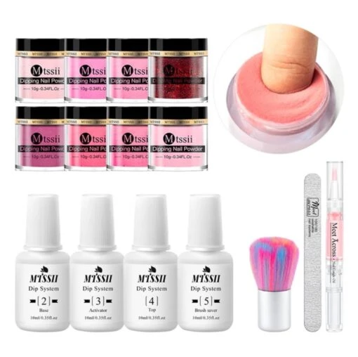 Dipping Powder Starter Kit - 8 Kleuren - Roze - Dip Poeder - Acryl Nagels - Dip Nagels - Meest Complete Starterspakket - Nagel Poeder - MTSSII - -Bekende Cosmetica Winkel