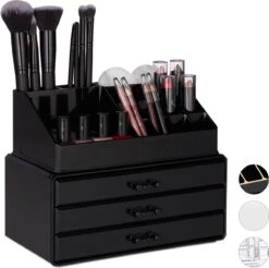 Relaxdays Make-up Organizer - Sieradendoosje - Cosmetica - Zwart -Bekende Cosmetica Winkel 1200x1197 66