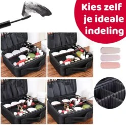 Mmoods Make-up Koffer – Make Up Tas Reizen – Makeup Organizer Verstelbaar -Beautycase Waterdicht – Make-up Tasje Voor Onderweg – Toilettas Voor Cosmetica Zwart -Bekende Cosmetica Winkel 1200x1197 70