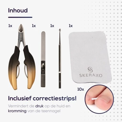 Skeraxo® Professionele Pedicureset Nageltang Kalknagel - Met Nagelvijl & Vuil Verwijderaar - Nagelschaar Voor Harde Teennagels – Nagelknipper Ingegroeide Teennagel - Inclusief Teennagel Correctors -Bekende Cosmetica Winkel 1200x1197 8