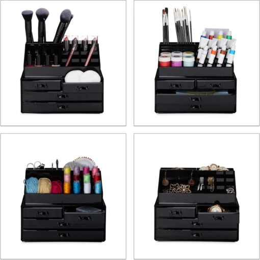 Relaxdays Make-up Organizer - Tweedelig - Cosmetica Opbergdoos - Wit -Bekende Cosmetica Winkel 1200x1198 107