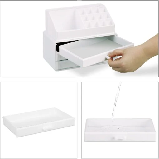 Relaxdays Make-up Organizer - Tweedelig - Cosmetica Opbergdoos - Wit -Bekende Cosmetica Winkel 1200x1198 109