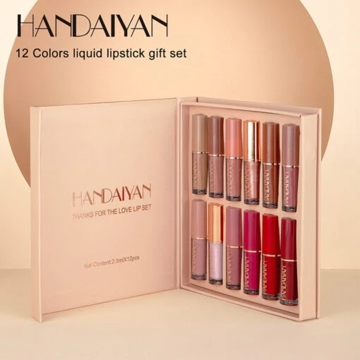 HANDAIYAN | Set Van 12 | Liquid Lipsticks | Matte Lippenstift | Vloeibare Lippenstift | Waterproof | Make Up Set | Geschenkset | Giftset | Lipstick | Lippenstift | Lipgloss -Bekende Cosmetica Winkel 1200x1200 1429