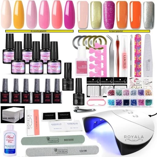 Royala E6 Gellak Starters Pakket Inclusief UV LED Lamp + Met 12 Verschillende Gellak Kleuren - Gellak Lamp – Gellac Set - Alle Benodigdheden In Eén - 300 Nail Wipes - Cleanser - Topcoat - Uitgebreid Pakket- Gel Polish Set - Gellak Set - UV LED Lamp -Bekende Cosmetica Winkel 1200x1200 181