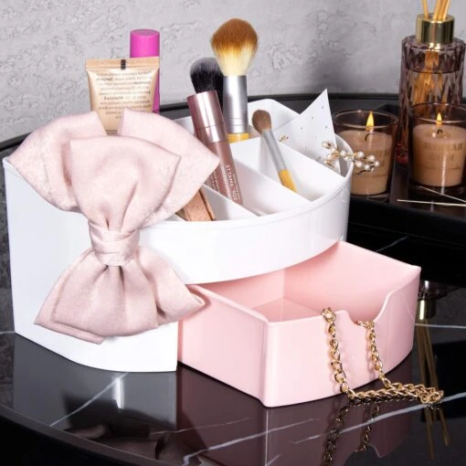 Springos Make Up Organizer - Meerdere Vakken - Lade Kast - Wit/Roze -Bekende Cosmetica Winkel 1200x1200 2643