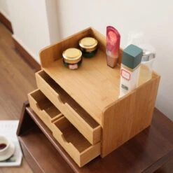 Merkloos Decopatent® Luxe Make-up Organizer Met 3 Lades - Cosmetica Organizer Make Up Met Schuiflade Bamboe Hout - Cosmeticahouder - Toren -Bekende Cosmetica Winkel 1200x1200 2655