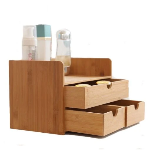 Merkloos Decopatent® Luxe Make-up Organizer Met 3 Lades - Cosmetica Organizer Make Up Met Schuiflade Bamboe Hout - Cosmeticahouder - Toren -Bekende Cosmetica Winkel 1200x1200 2657