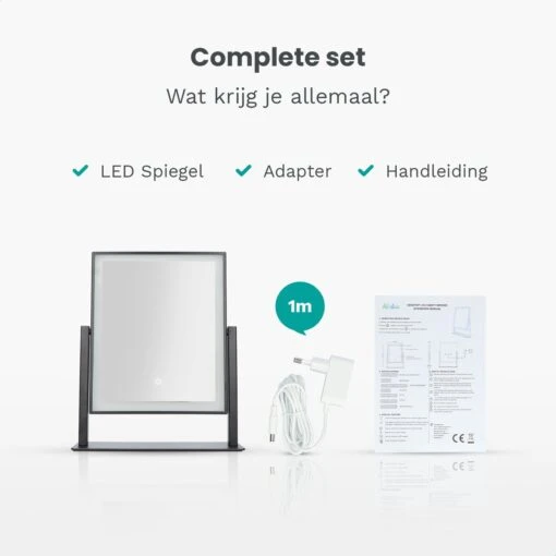 Mirlux Hollywood Spiegel Met Verlichting - Make Up - Visagie - Dimbaar LED Lampen Licht - Zwart -Bekende Cosmetica Winkel 1200x1200 2671