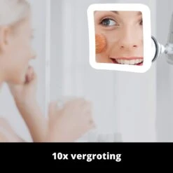 Vergroot Make Up En Scheer Spiegel Met LED Verlichting Vierkant - 10x Vegroting En Natuurlijk Licht Voor Cosmetica/Scheren/Epileren - 360° Graden Verstelbare Zuignap En Wandbevestiging -Bekende Cosmetica Winkel 1200x1200 2676