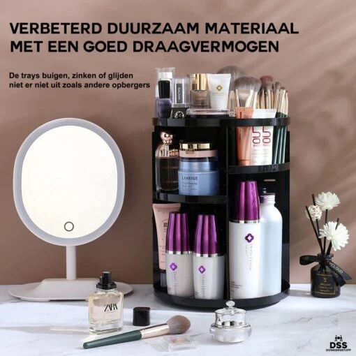 ESSIBLE Make-Up Organizer - 360° Roterend - Opbergbox - Opbergdoos Cosmetica - Sieradendoos - Nagellak - Lippenstift - Zwart -Bekende Cosmetica Winkel 1200x1200 2738