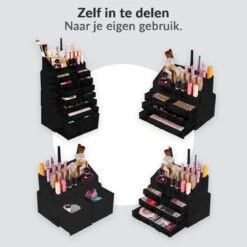 Confibel XXL Acryl Make-up Cosmetica Organizer - Verstelbare Lades - Sieraden/Make-up/Cosmetica Organizer - 11 Compartimenten - Zwart -Bekende Cosmetica Winkel 1200x1200 2743