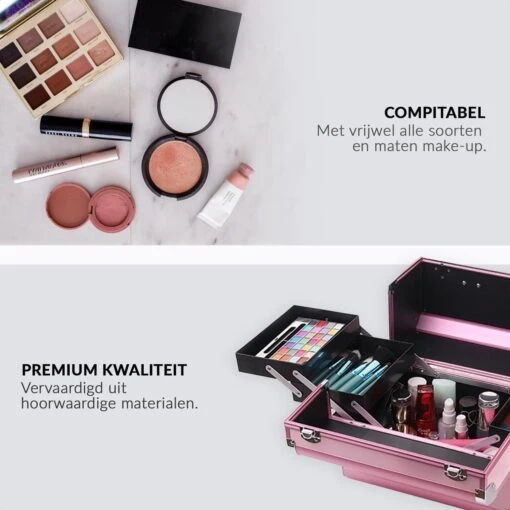 Confibel Cosmetica Koffer - Make Up Koffer Uitklapbaar - 5 Opbergbakken Make-up Koffer - Beautycase/Visagiekoffer /Cosmeticakoffer /Beautycase/ Nagelstylistekoffer - Roze -Bekende Cosmetica Winkel 1200x1200 2793