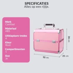 Confibel Cosmetica Koffer - Make Up Koffer Uitklapbaar - 5 Opbergbakken Make-up Koffer - Beautycase/Visagiekoffer /Cosmeticakoffer /Beautycase/ Nagelstylistekoffer - Roze -Bekende Cosmetica Winkel 1200x1200 2796