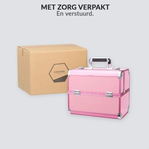 Confibel Cosmetica Koffer - Make Up Koffer Uitklapbaar - 5 Opbergbakken Make-up Koffer - Beautycase/Visagiekoffer /Cosmeticakoffer /Beautycase/ Nagelstylistekoffer - Roze -Bekende Cosmetica Winkel 1200x1200 2798