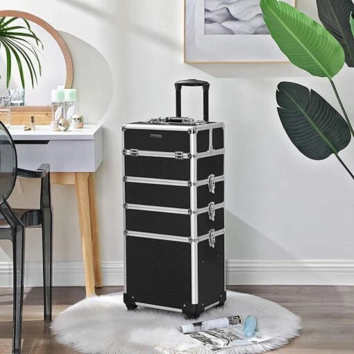 XXL PRO Visagie Beauty Case Koffer Trolley - Nagelkoffer Op Wielen Voor Makeup Of Cosmetica - Grote Uitklapbare Opbergsysteem Nagel Styliste Kapster - Zwart -Bekende Cosmetica Winkel 1200x1200 2838