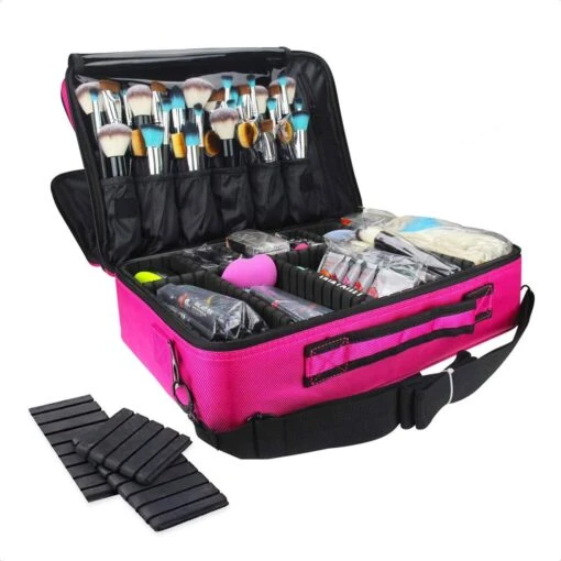 Cosmetica Koffer - Make-up Koffer Met Verstelbare Vakken - Visagie En Nagelstyliste Beauty Koffer - 35x25x11CM - Roze -Bekende Cosmetica Winkel 1200x1200 2839