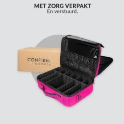 Cosmetica Koffer - Make-up Koffer Met Verstelbare Vakken - Visagie En Nagelstyliste Beauty Koffer - 35x25x11CM - Roze -Bekende Cosmetica Winkel 1200x1200 2842