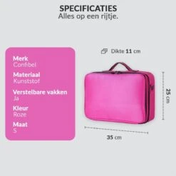 Cosmetica Koffer - Make-up Koffer Met Verstelbare Vakken - Visagie En Nagelstyliste Beauty Koffer - 35x25x11CM - Roze -Bekende Cosmetica Winkel 1200x1200 2843