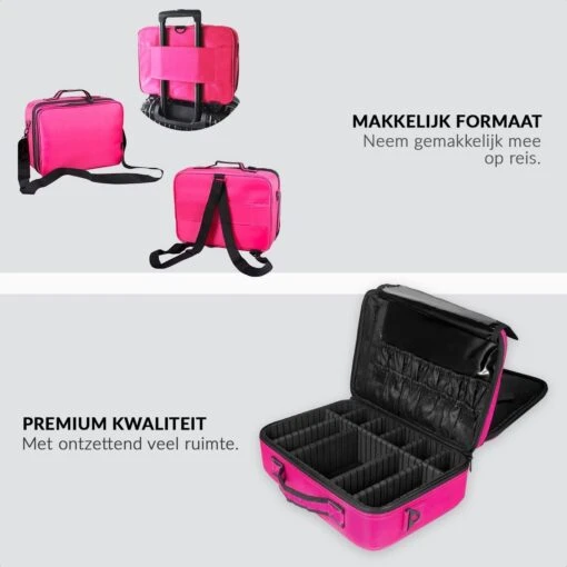 Cosmetica Koffer - Make-up Koffer Met Verstelbare Vakken - Visagie En Nagelstyliste Beauty Koffer - 37x27x13CM - Roze -Bekende Cosmetica Winkel 1200x1200 2854