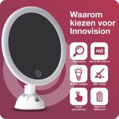 Innovision Make Up Spiegel - Met Verlichting En Zuignap - 360° Verstelbaar - Werkt Op Batterijen En Op Stroom - 5x Vergroot -Bekende Cosmetica Winkel 1200x1200 2956