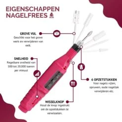 Royala - Manicure & Pedicure Set Elektrische Nagelvijl Nagelfrees - Nail Drill - Geschikt Voor Natuurlijke Nagels - Nepnagels - Gellak - Gelnagels - Acrylnagels - 6 Opzetstukken - Rood -Bekende Cosmetica Winkel 1200x1200 393