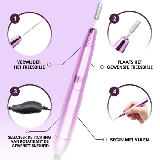 Merkloos La Liva Elektrische Nagelvijl - Nagelfrees - Inclusief Extra Schuurrolletjes Keramisch Bitje En Nagelborstel - Manicure Set - Gellak -Bekende Cosmetica Winkel 1200x1200 406