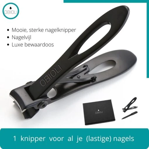 Obioli ™ Nagelknipper Set - Luxe Cadeau Doos Voor Mannen En Vrouwen - Nageltang - Nagelschaar - Kalknagels - Teennagel - Met Nagelvijl - Zwart - Groot - Gift Box -Bekende Cosmetica Winkel 1200x1200 436