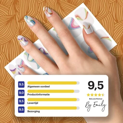 By Emily - Nagel Wrap - The Magic Belongs To Color | 16 Stickers | Nail Wrap | Nail Art | Trendy | Design | Nagellakvrij | Eenvoudig | Nagel Wrap | Nagel Stickers | Folie | Zelfklevend | Sjablonen -Bekende Cosmetica Winkel 1200x1200 537