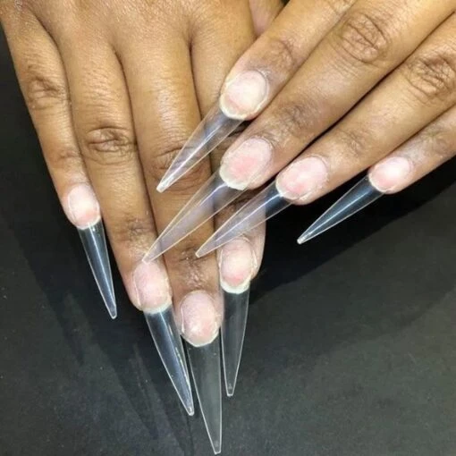 Merkloos 600 Stiletto Nageltips Met Lijm - Transparant XXL Stiletto Half Cover C Nail Tips- French Nail Art Acryl Nagels & Gelnagels -Hoge Kwaliteit- Nagelvijl + Nagellijm -Bekende Cosmetica Winkel 1200x1200 579