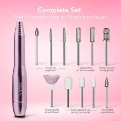 Zigla – Elektrische Nagelvijl - Nagelfrees- Manicure En Pedicure Set - 6 Schuurrolletjes - 11 Opzetstukken - Rosé/Goud - Vernieuwd -Bekende Cosmetica Winkel 1200x1200 580