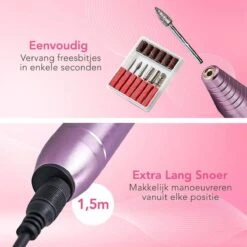 Zigla – Elektrische Nagelvijl - Nagelfrees- Manicure En Pedicure Set - 6 Schuurrolletjes - 11 Opzetstukken - Rosé/Goud - Vernieuwd -Bekende Cosmetica Winkel 1200x1200 582