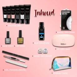 Luneya Polygel Kit - Black Pink Edition - 6 Kleuren - Polygel Nagels Starterspakket - Tasje - Incl. UV LED Lamp -Bekende Cosmetica Winkel 1200x1200 729